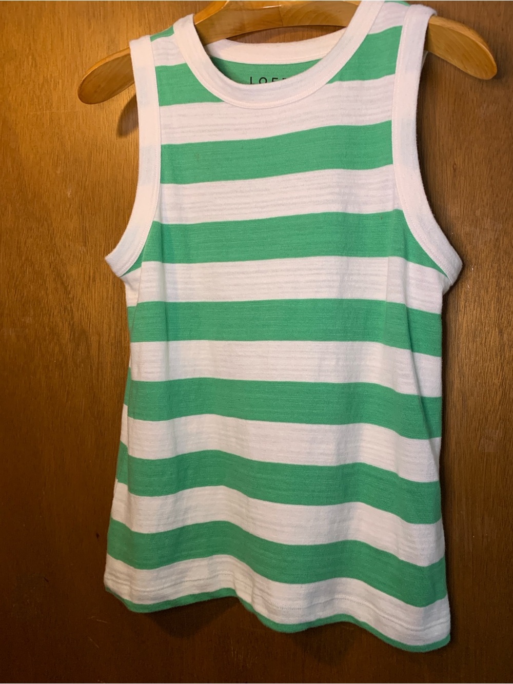 LOFT White & Green Striped Tank Top
